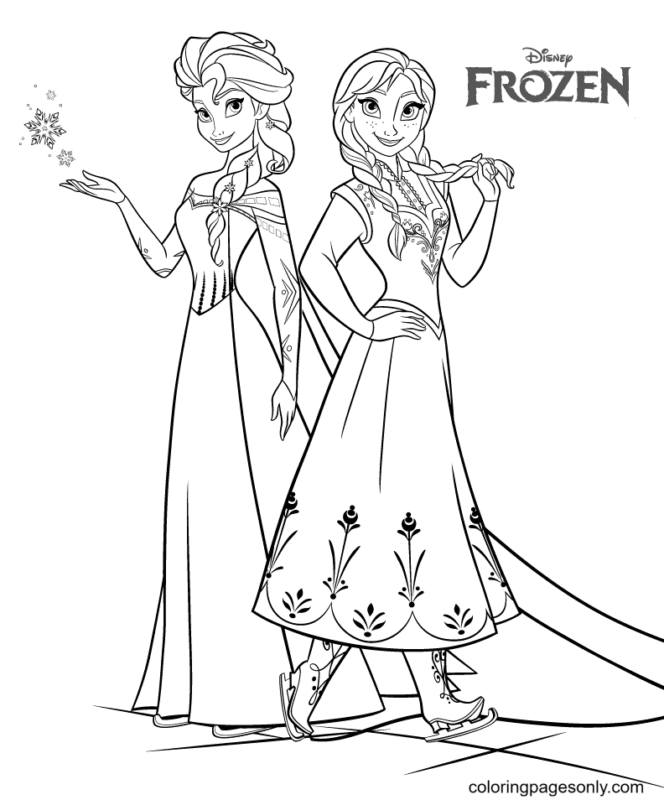 Dibujos de Elsa y Anna para colorear y Pintar Imágenes Para Dibujar