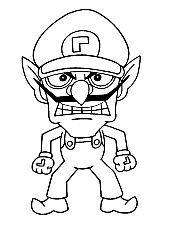 Waluigi para colorear y Pintar Imágenes Para Dibujar Gratis