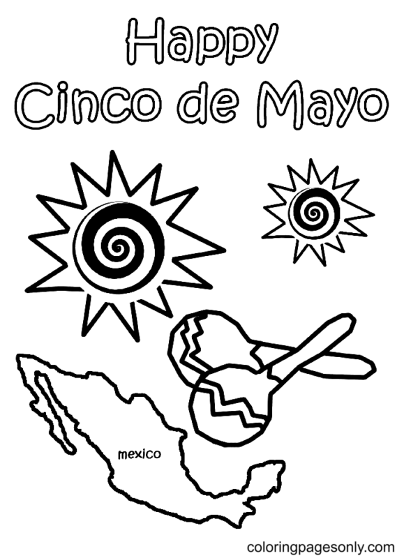 Cinco De Mayo Para Colorear y Pintar Imágenes Para Dibujar Gratis