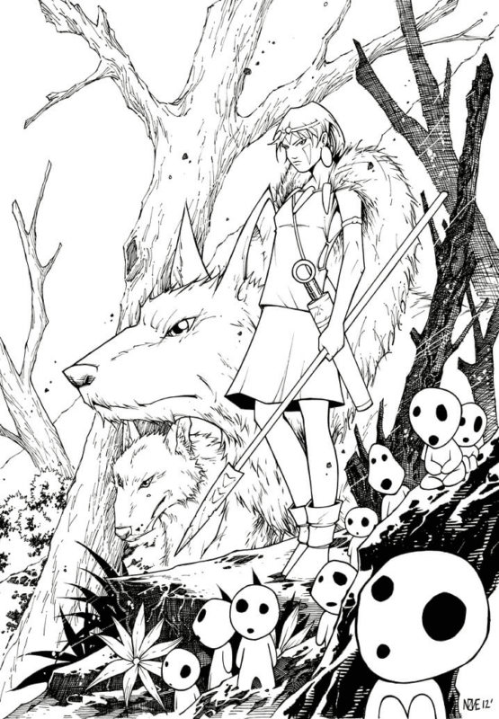 Princesa Mononoke Para Colorear Y Pintar Im Genes Para Dibujar Gratis